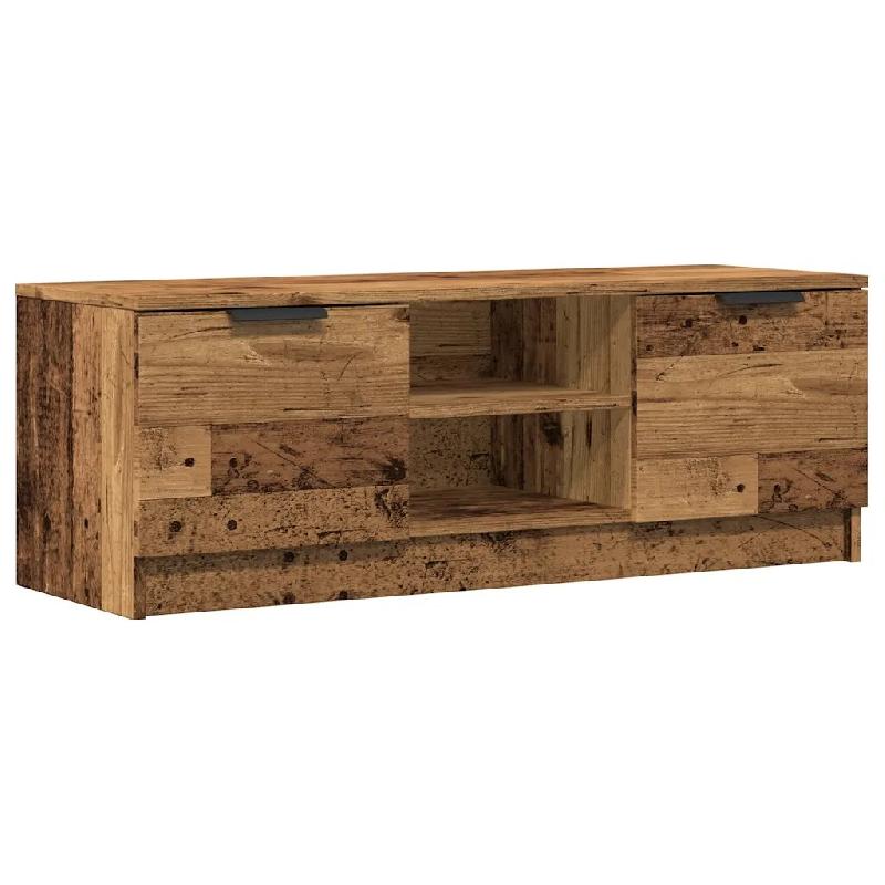 Helloshop26 - Meuble TV vieux bois moderne espace de rangement 102 x 35 x 36 cm en bois d'ingénierie vieux bois 02_0050952 - Bois massif 3000236657747_0
