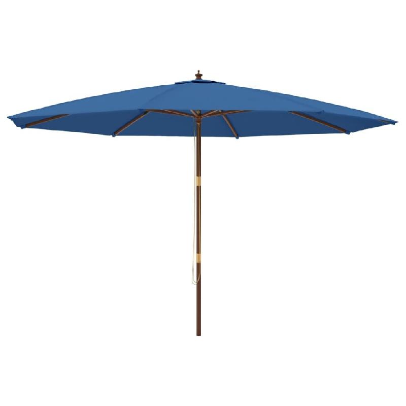Helloshop26 - Parasol de jardin avec mât en bois 400 x 273 cm bleu 02_0008341 - bleu Bambou 3000445847762_0