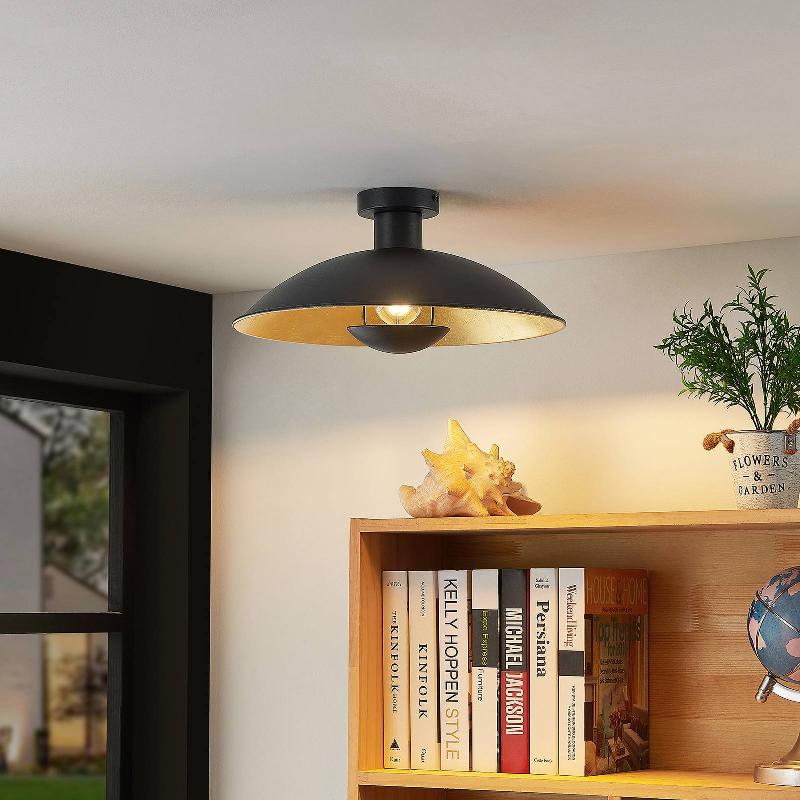 LINDBY PLAFONNIER NARISARA, Ø 40 CM, E27, NOIR-OR