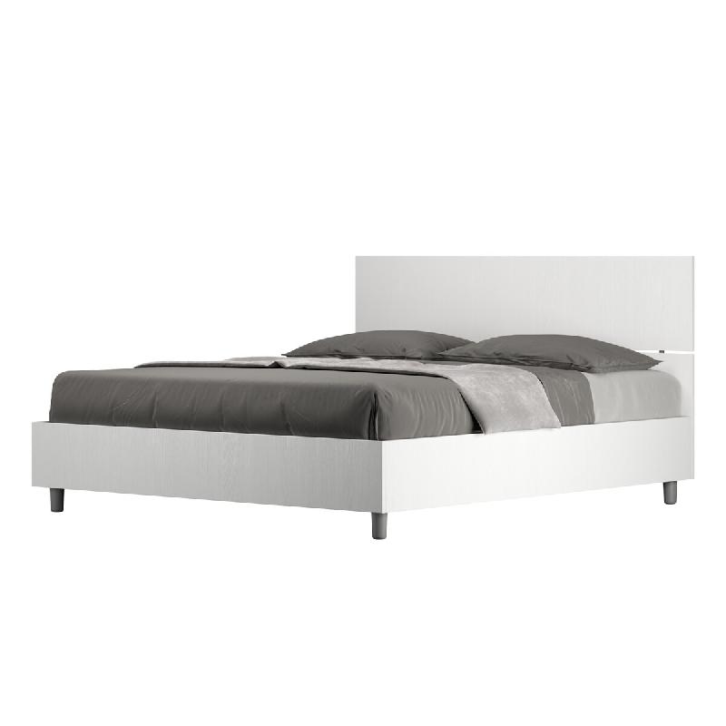 Lit double coffre Demas 160x200 avec tête droite, frêne blanc - blanc VELE2DEMASDRI-CT-TR_0