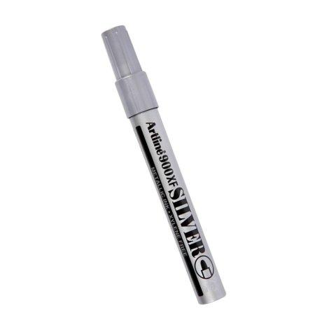 LOT DE 12 - MARQUEUR ARTLINE PERMANENT POINTE MOYENNE CONIQUE 2.3MM TOUS SUPPORTS CORPS MÉTAL ENCRE PIGMENTÉE RÉSISTE EAU ARGENT