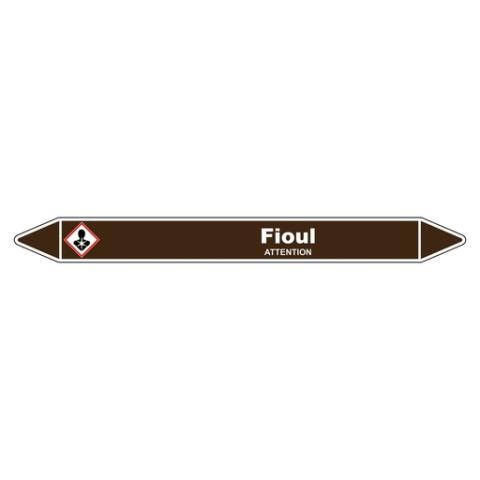 LOT DE 3 - MARQUEUR TUYAUTERIE - FIOUL VINYLE LAMINÉ - NFX 08-105 355 X 37 MM