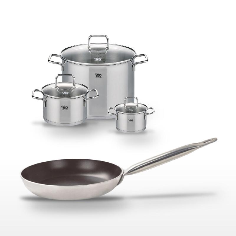 Lot Poêle 28cm et 3 Faitouts Elo Bistro Line - noir 3176239967593_0