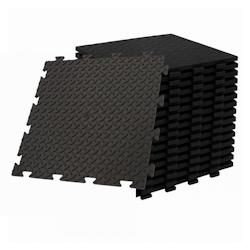 Pack de 10 Dalles PVC Clipsables Noires 50x50 cm Antidérapantes - Revêtement de Sol Garage, Atelier INTEC - 3701599334862_0