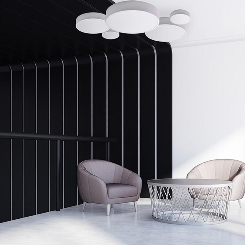 TEMAR LIGHTING PLAFONNIER CLEO, BLANC, MÉTAL, Ø 30 CM, E27, À 2 LAMPES