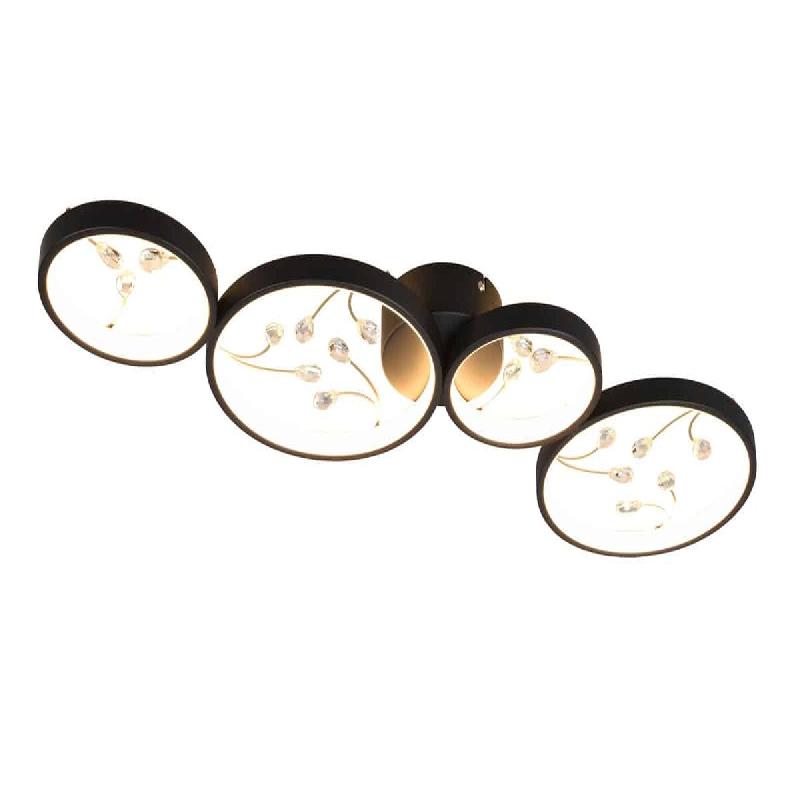 Plafonnier Led 37W 3000K noir mat avec variateur à 3 niveaux - Trio - Groovy - noir métal 4017807541885_0