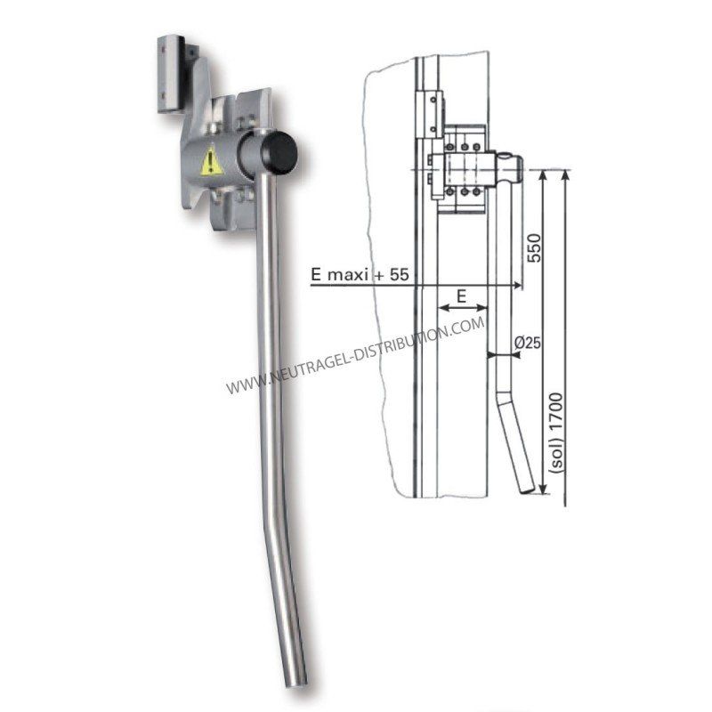Poignée extérieure réversible inox - Référence PCPE7530D - Pour porte de chambre froide 161 à 180 mm_0