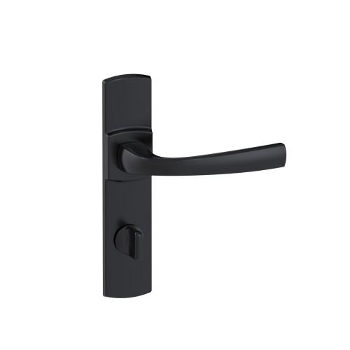 POIGNÉES DE PORTE SUR PLAQUES - ENTRAXE 165 MM - NOIR MAT ONYX - MUZE - CONDAMNATION AVEC VOYANT VACHETTE