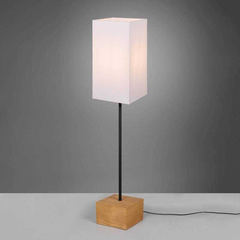 REALITY LEUCHTEN LAMPADAIRE WOODY BOIS/TISSU PARALLÉLÉPIPÈDE, BLANC