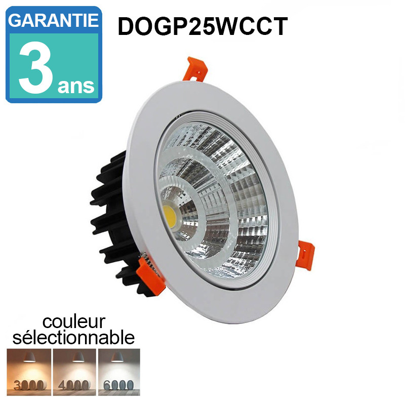 Spot orientable encastré 25W CCT - Design moderne - Réf DOGP25WCCT_0