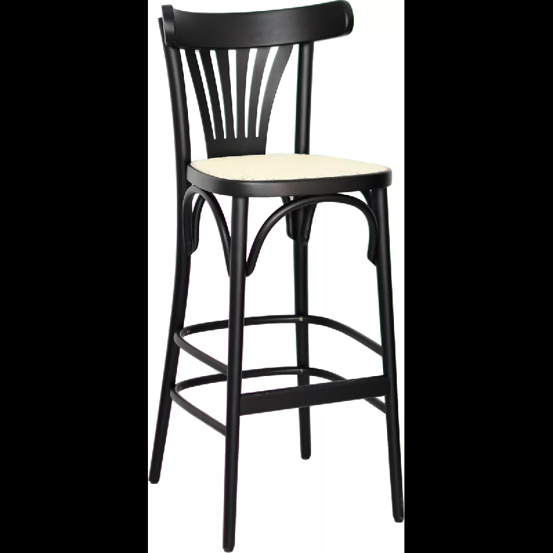 Tabouret BERNON - Hêtre Bois Courbé - Cannage Rotin - Contemporain - Réf 14360002BLKMRATTA_0