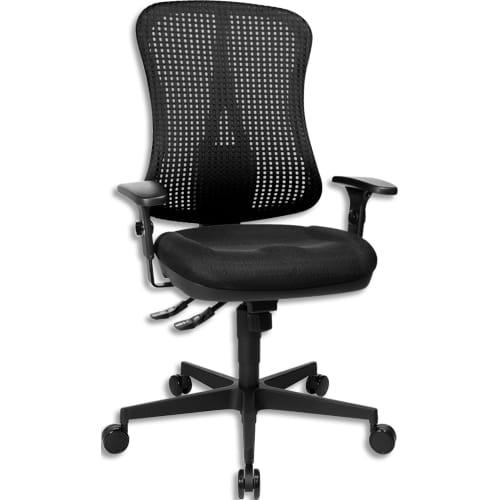 Topstar fauteuil noir break dossier filet cintré mécanisme synchrone accoudoirs réglables_0