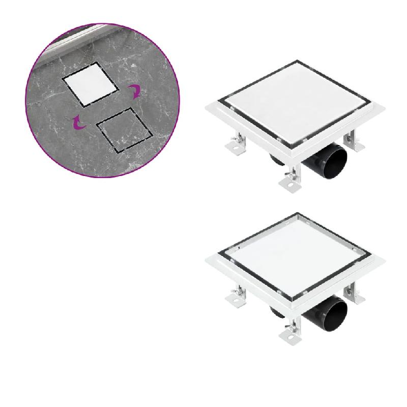 Vidaxl drain de douche avec couvercle 2 en 1 18x18 cm acier inoxydable 145994_0