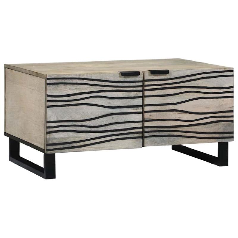 VidaXL Table basse Beige et Noir 80 x 50 x 40 cm Bois d'acacia massif Modèle Sirius Prestige - 4017977_0
