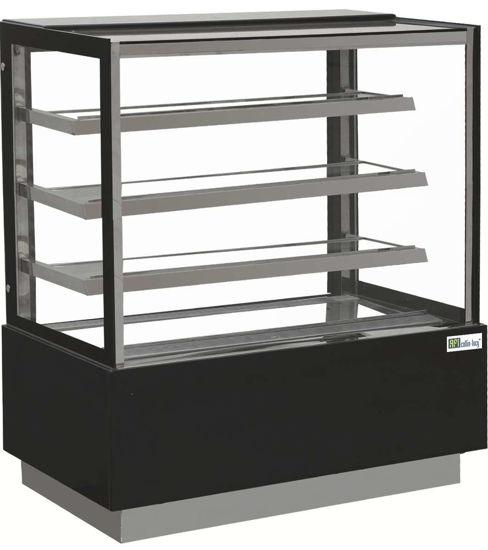 Vitrine pâtisseries 4 faces vitrées noire - 3 tablettes - 525 L - Température positive +2°C/+8°C - EDEN500_0