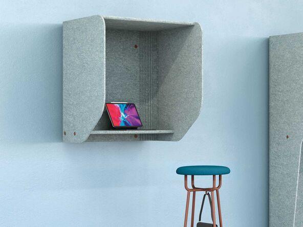 Alcôve téléphonique murale acoustique Escale en feutre PET avec tablette_0