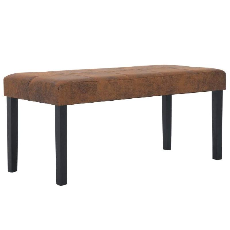 BANQUETTE POUF TABOURET MEUBLE BANC 106 CM MARRON SYNTHÉTIQUE DAIM 3002199_0