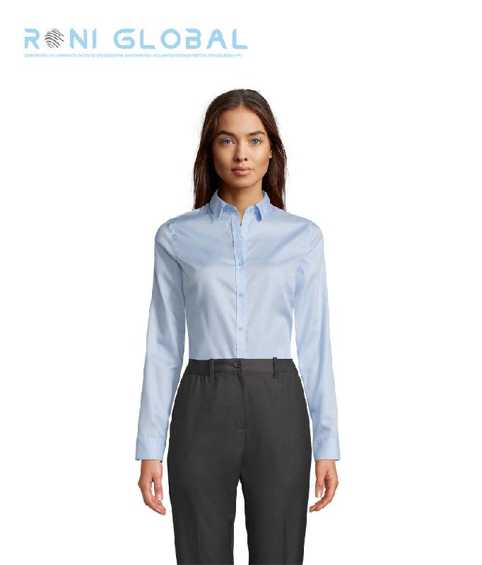 Chemise sans repassage femme en coton - NEOBLU BLAISE SOL'S - 100% coton, manches longues, col classique_0