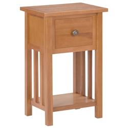 Décoshop26 - Table d'appoint avec tiroir et étagère 35 x 27 x 55 cm en bois de chêne DEC032580 - 3000259056930_0