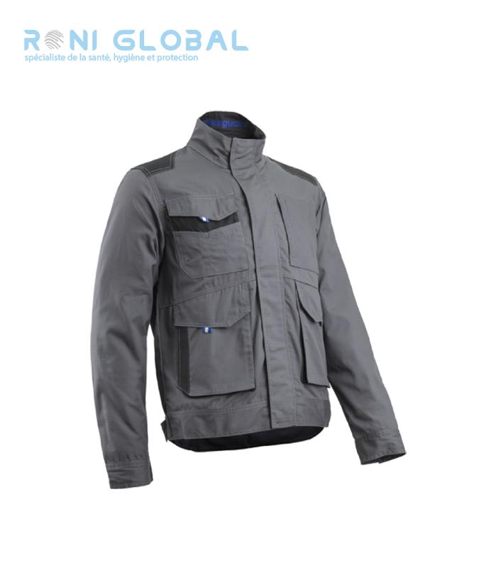 Veste de travail grise en Ripstop coton et polyester - Oxford 7 poches - ESCALA COVERGUARD_0