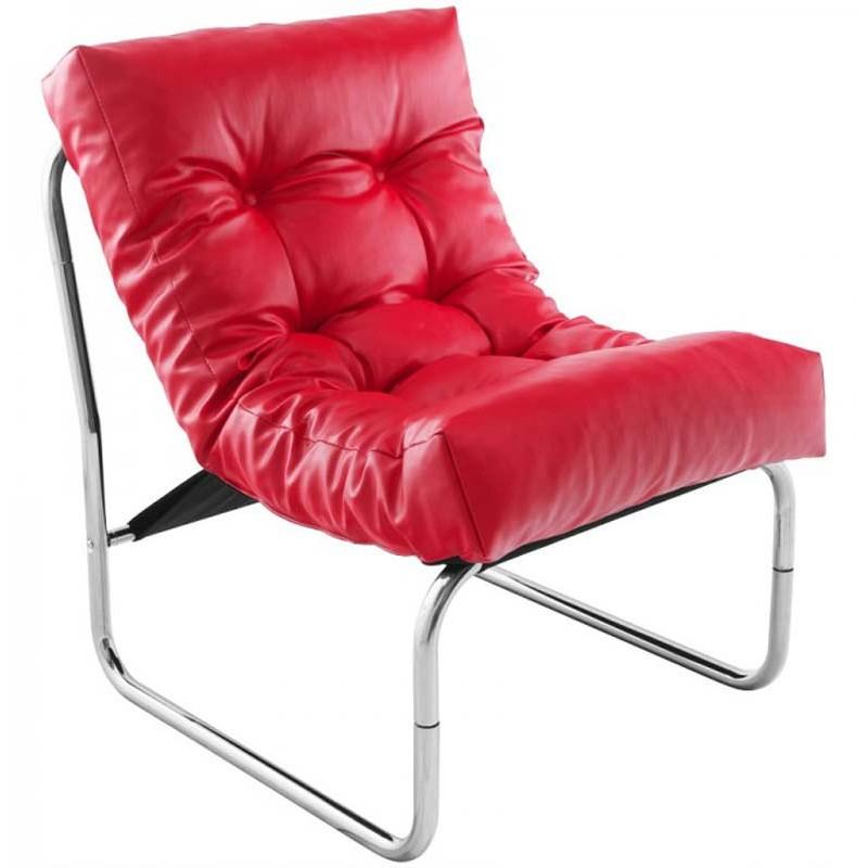 Fauteuil design Clip 76 cm rouge - Paris Prix - structure métal et assise en polyuréthane_0
