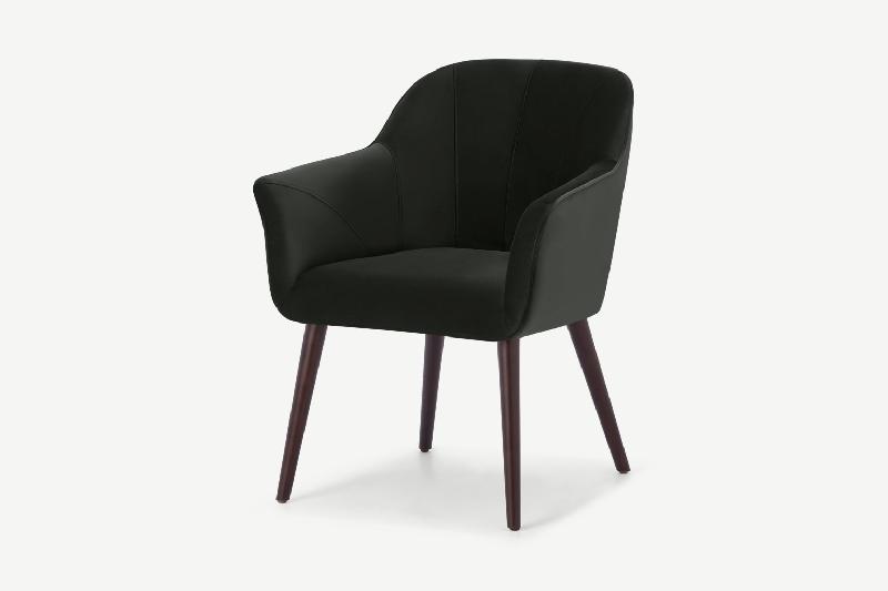 Fordell - Chaise à accoudoirs en velours gris colline - Pieds en hêtre - Confort et design sophistiqué_0