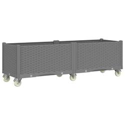 Helloshop26 - Jardinière bac lit surélevé plantes fleurs terrasse jardin à roulettes clair 160 x 50 x 54 cm PP gris 02_0038845 - 3000217942510_0