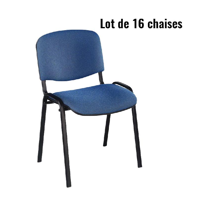 Lot de 16 chaises de réunion Leo en tissu bleu_0