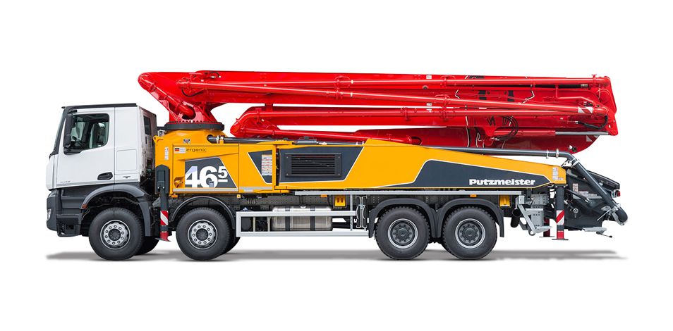 Camion pompe à béton M46-5 Putzmeister - léger, 5 sections, portée verticale 45,5 m_0