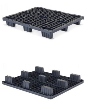 Palette plastique légère - plateau ajouré - 3 semelles - 1200x1000x150 mm - charge dynamique 1000 kg - charge statique 2500 kg_0