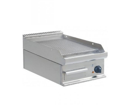 Plancha électrique rainurée - 5,4 kW/400V - 400x700x270 mm - Plaque acier poli 15mm_0