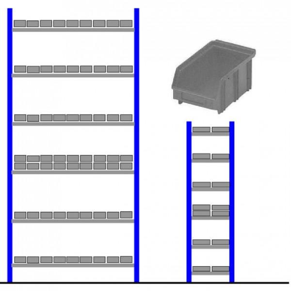 Rayonnage avec bacs éco gris - Départ - 120 bacs - Grande capacité - Marque Rolléco_0