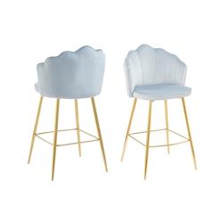SalesFever Tabouret de bar design | Ensemble de 2 | Velours | L 52 x P 54 x H 100 cm | Gris clair - gris multi-matériau 396414_0