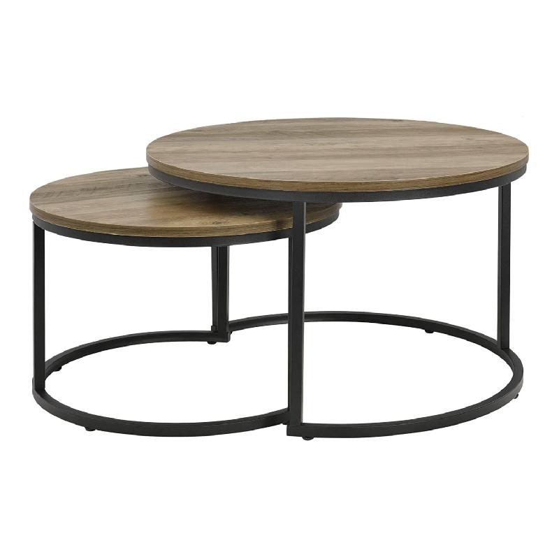 SET DE 2 TABLES BASSES RONDES GIGOGNES EFFET BOIS FONCÉ 03_0008353_0