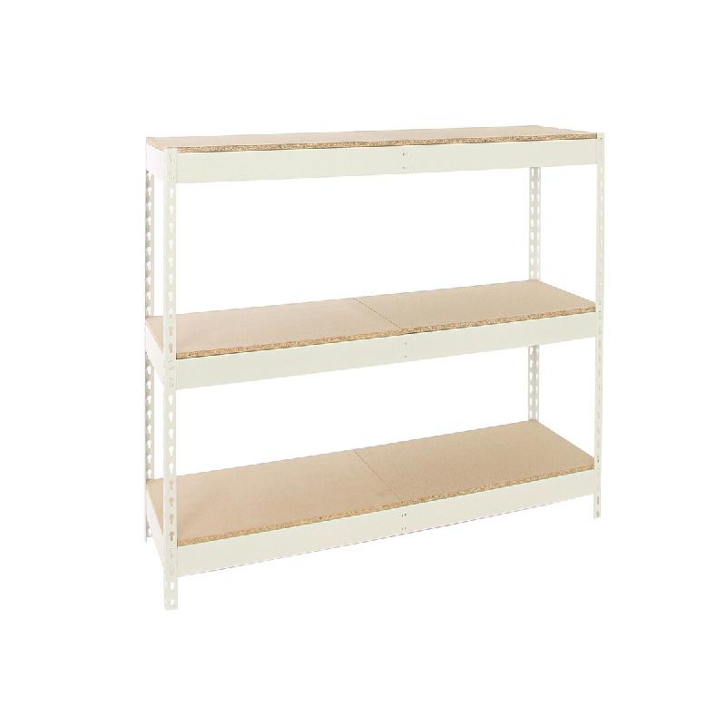 SimonRack Rayonnage industriel, 1500x1500x750 mm, 400 kg au point de flexion, 3 étagères bois, rayonnage garage, Blanc/Bois- Ecoforte - blanc métal_0