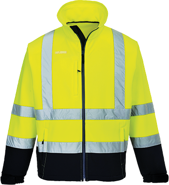 Softshell bicolore jaune marine S425 - 3 couches, zips étanches, bandes réfléchissantes, taille M_0