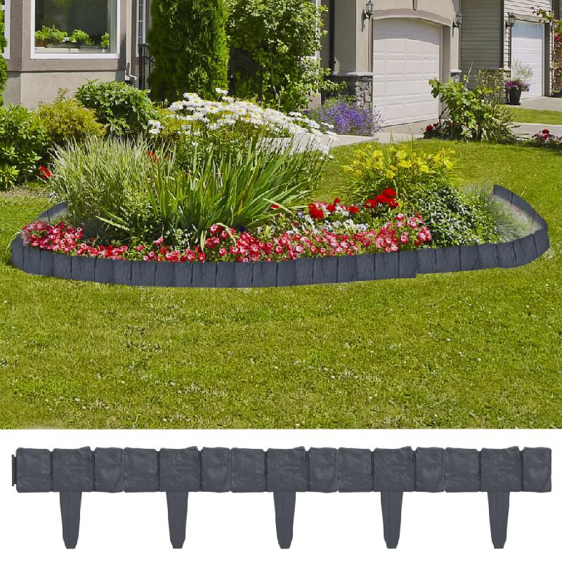 Vidaxl clôture de jardin aspect de pierre 41 pcs plastique 10 m 314684_0