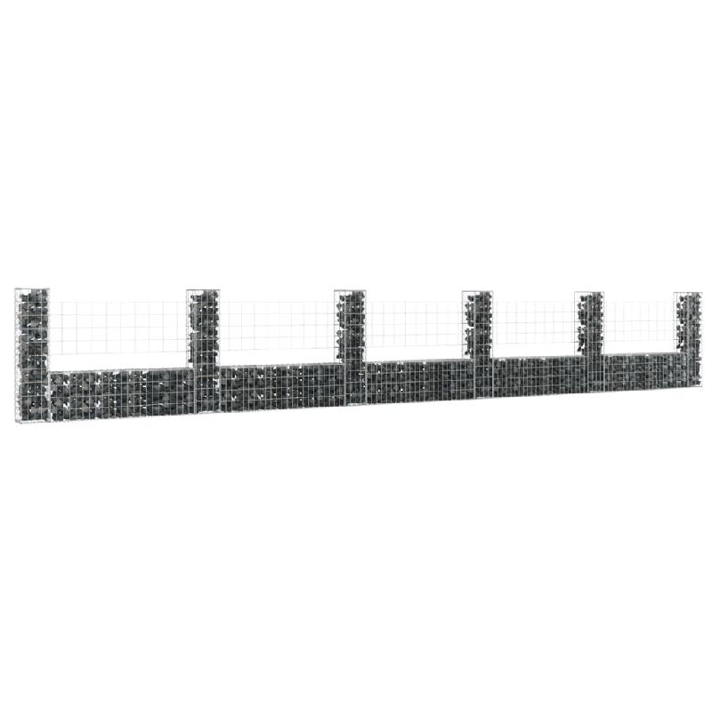 Vidaxl panier de gabion en forme de u avec 6 poteaux fer 620x20x100 cm 151279_0