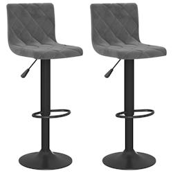 VidaXL Tabourets De Bar Lot De 2 Gris Foncé Velours - gris 333732_0