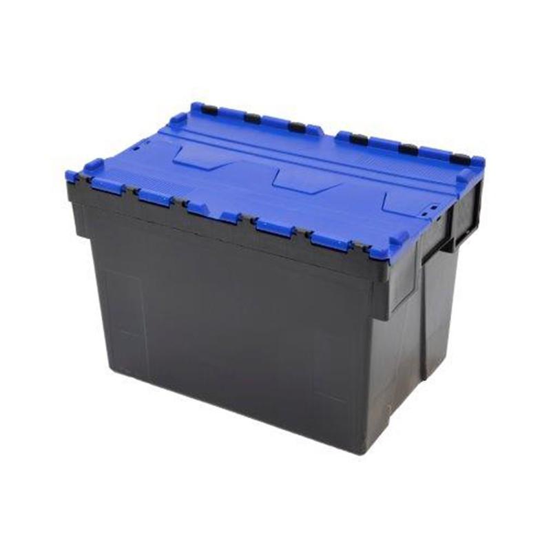 Bac navette 600 x 400 x 400 mm - 69L - Couvercle amovible bleu avec porte-étiquettes - Rolléco_0