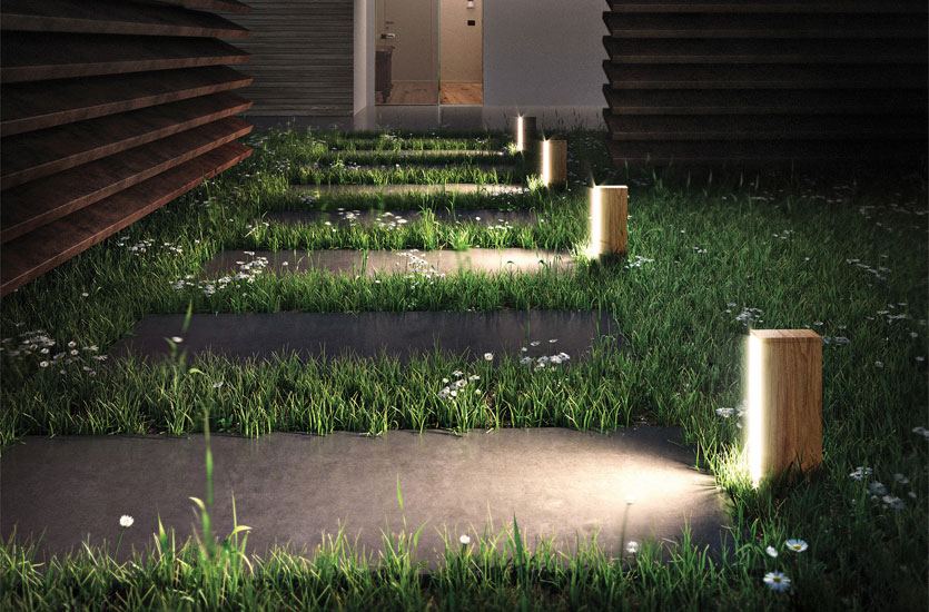 borne lumineuse en bois
