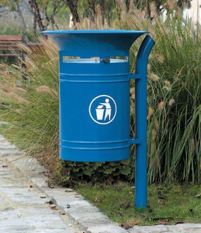 Corbeille en métal Vanoise - 40 litres cintrée - acier galvanisé avec pied latéral et serrure_0