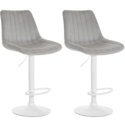 Décoshop26 - Lot de 2 tabourets de bar réglable en hauteur pivotant à 360° assise en velours gris couture verticale pied métal 10_0004431 - gris_0