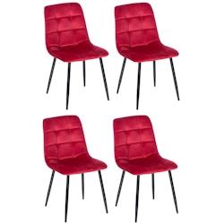 Décoshop26 - Lot de 4 chaises de salle à manger style moderne et confortable en velours rouge et métal noir 10_0001790 - noir 3000250676809_0