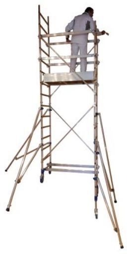 Échafaudage roulant aluminium INSIDER 120 COLOR - Comabi SNC - Hauteur de travail maxi 7,70 m - Compact alu pour finition_0