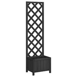 Helloshop26 - Jardinière bac lit surélevé plantes fleurs terrasse jardin avec treillis bois massif de sapin noir 02_0038335 - 3000214211404_0
