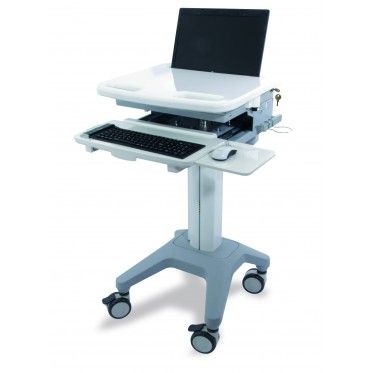 Hoscar151 - Chariot informatique santé - Erard Pro - Pour ordinateur portable et clavier additif avec colonne réglable_0