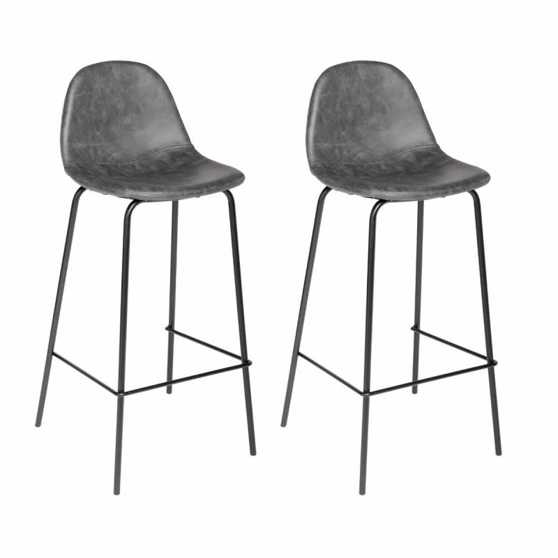 LOT DE 2 TABOURETS DE BAR VLADI 95CM GRIS - PARIS PRIX_0