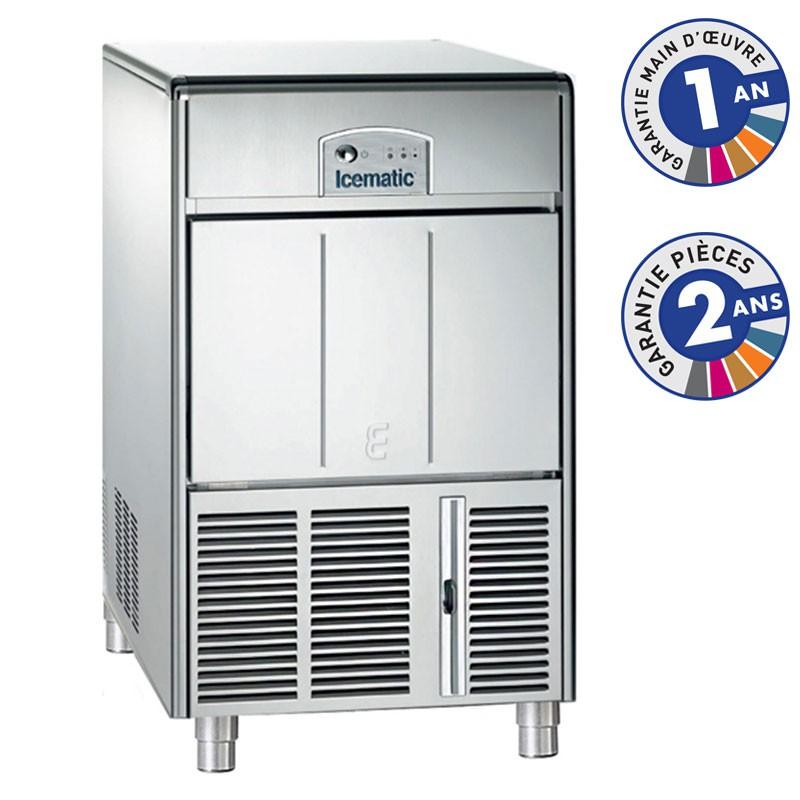 Machine à glaçons creux E50 Icematic - 50 kg/jour avec stockage de 21 kg - Acier inoxydable_0