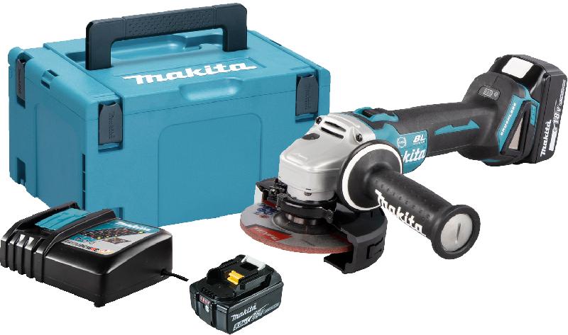 Meuleuse d'angle 18v 125mm + 2 batteries 5ah + chargeur + coffret makpac - MAKITA - dga506rtj - 650835_0